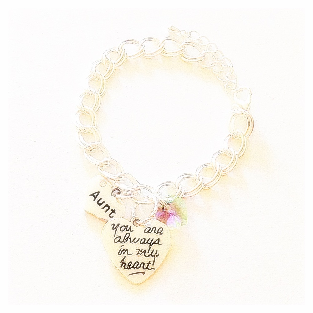Personalized Aunt Double Link Chain Charm Bracelet